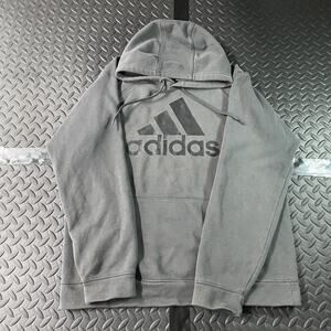 Adidas Hoodie Mens Large Gray Badge of Sport Pullover Sweatshirt Logo Fleece